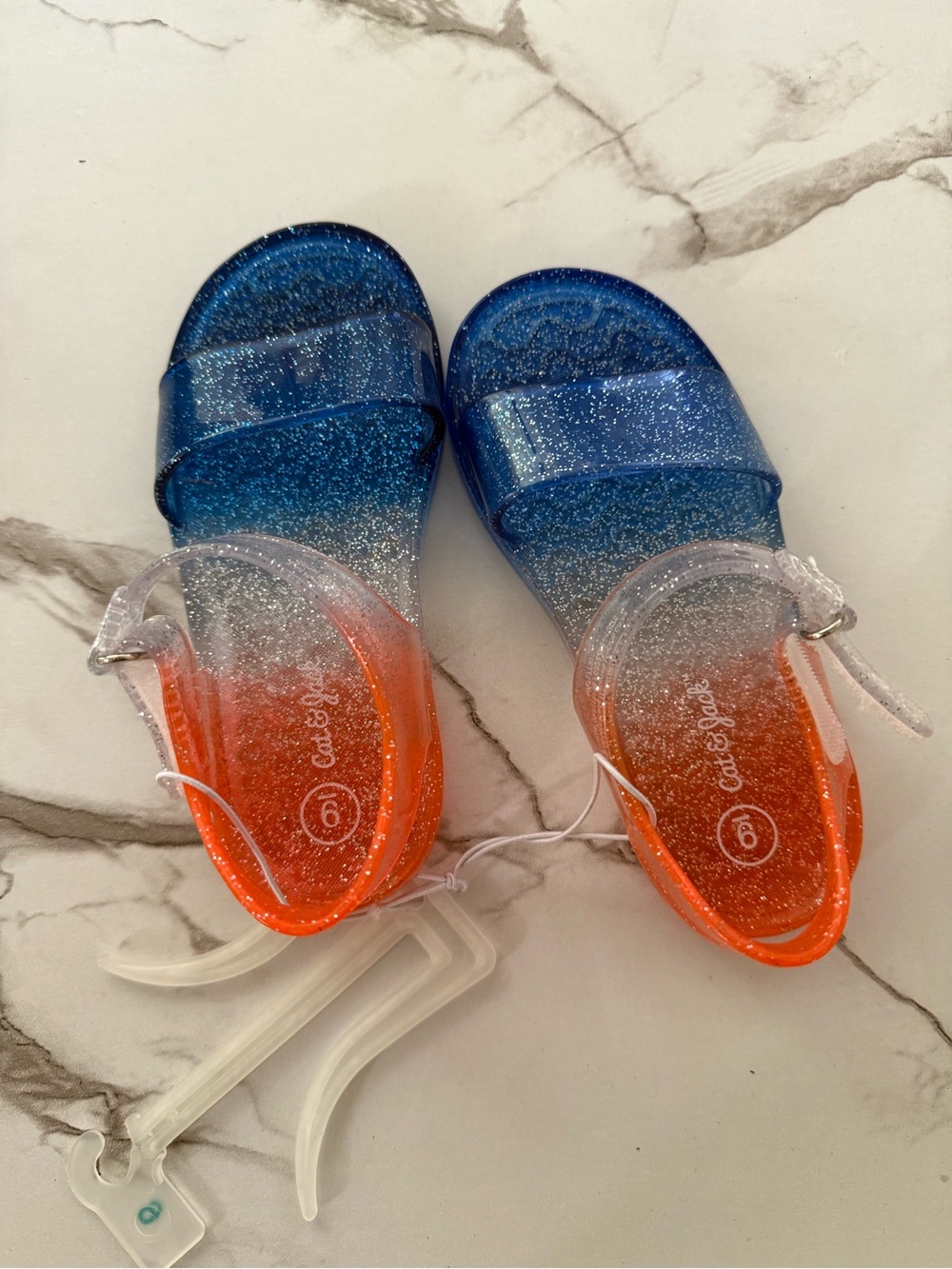 & Other Stories Girls Glitter Ombre Jelly Sandals in Blue and Orange